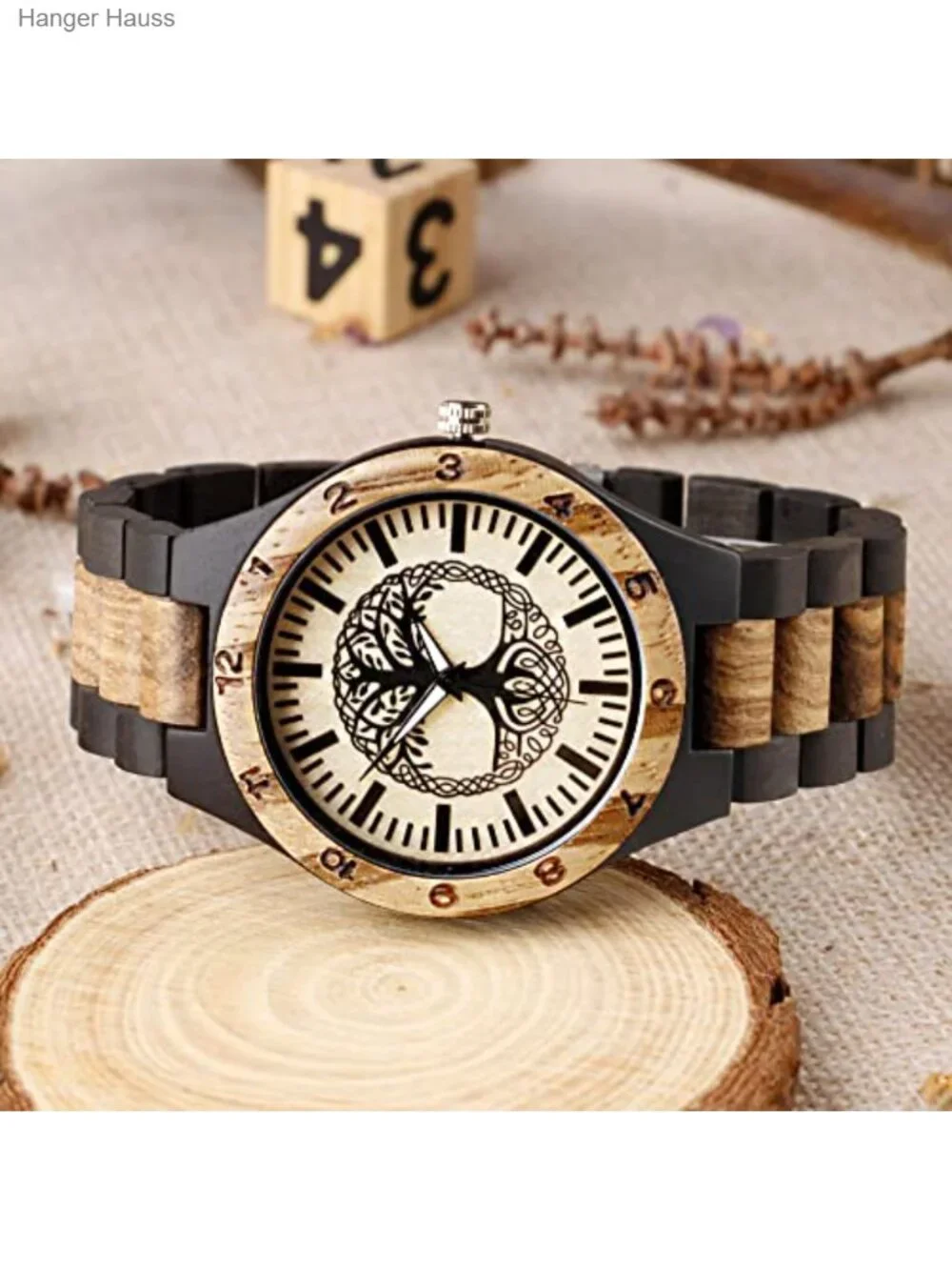 Men's Handmade Wooden Watch Lightweight Analog Quartz Tree of Life
